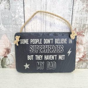 welsh slate superhero dad plaque